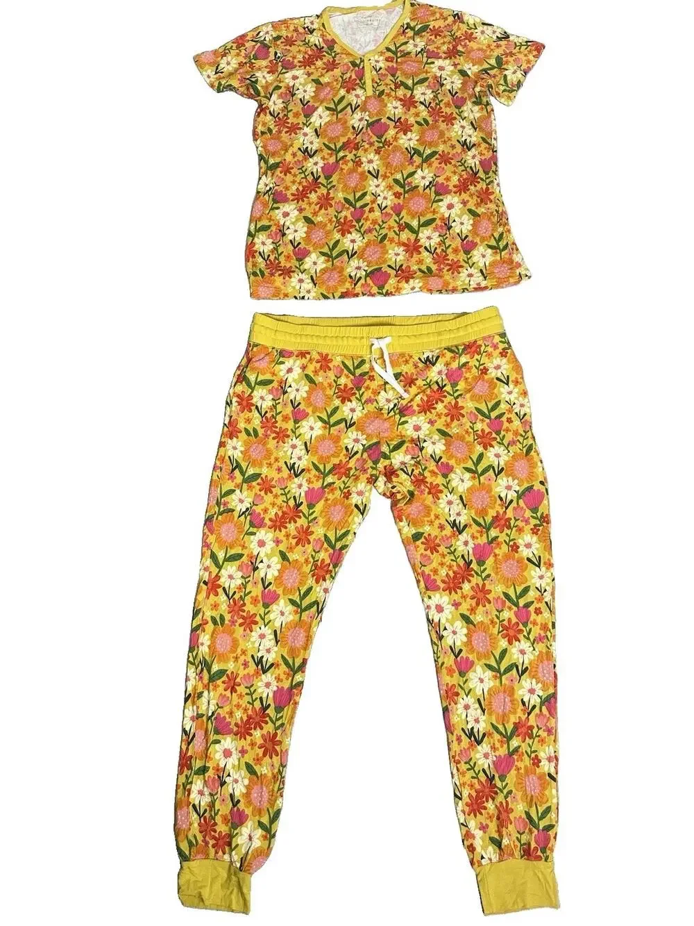 NWT Little Sleepies Sunny Garden Bamboo Pajama Set Women Pants Large Top Medium